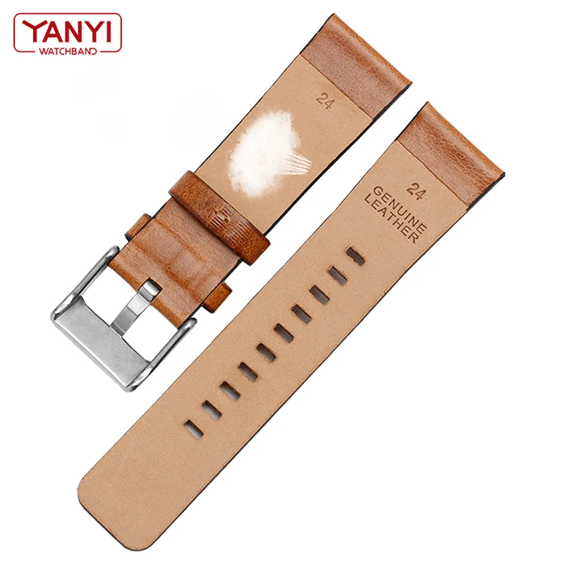 Vintage Brown Genuine Leather Watch Strap - Retro Wristband, Premium Quality, Multiple Widths Available