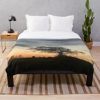 

Soft Blanket for Bed Sherpa Flannel Fleece Blanket Home Travel Sofa Soft Throw Blanket Tree Silhouette At Sunset