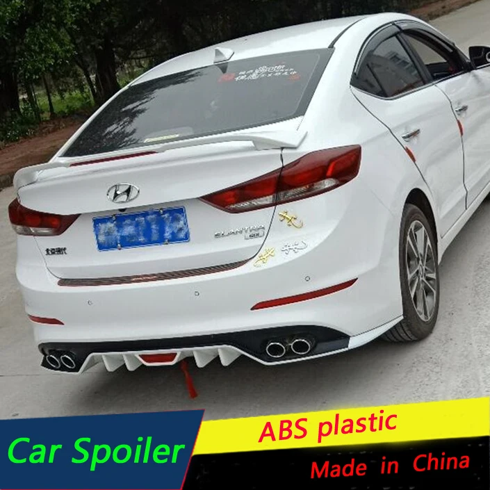 Спойлер для Hyundai Elantra с светильник кой из ABS материала праймер заднего крыла