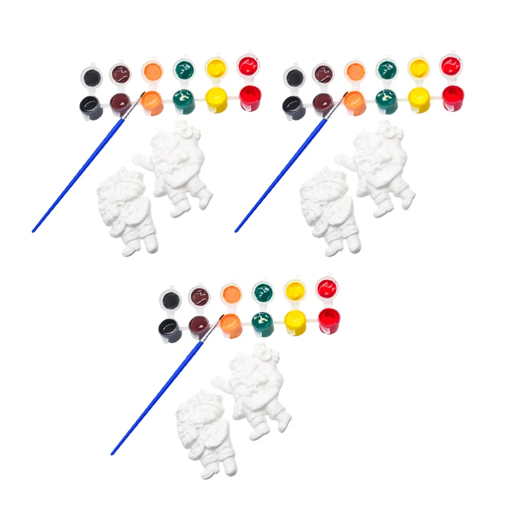 

3 Sets DIY Graffiti Santa Claus Decor Hand-painted and Colored Painted Set
