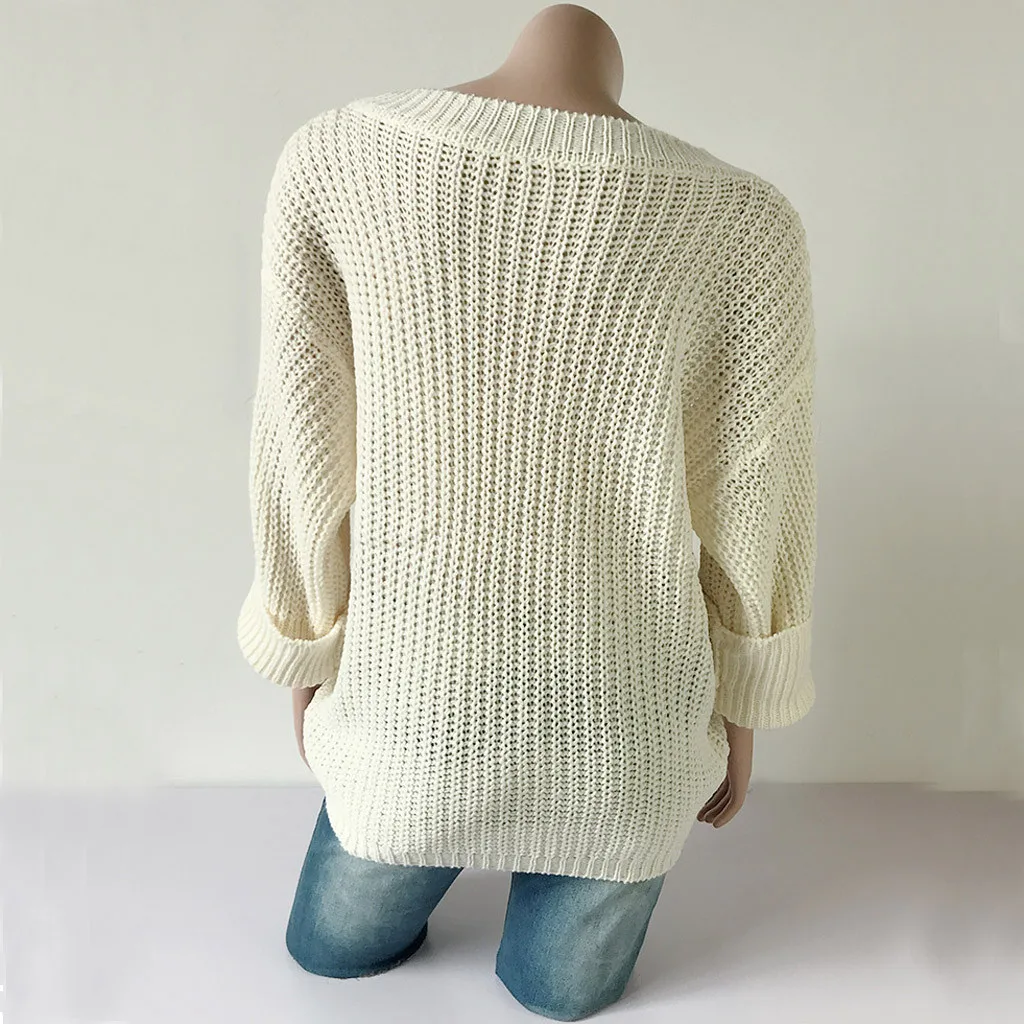 Женский свитер, однотонный, на каждый день, с открытыми плечами, с карманами, вязаный свитер, трикотаж, топы, Джерси, mujer swetry pull femme nouveaute