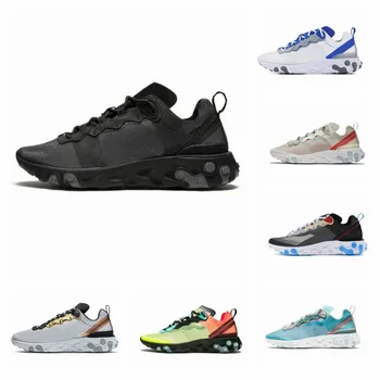 

2020 New react element 87 55 shoes for men and women lightweight triple Black white blue multicolmen trainers sport sneakers