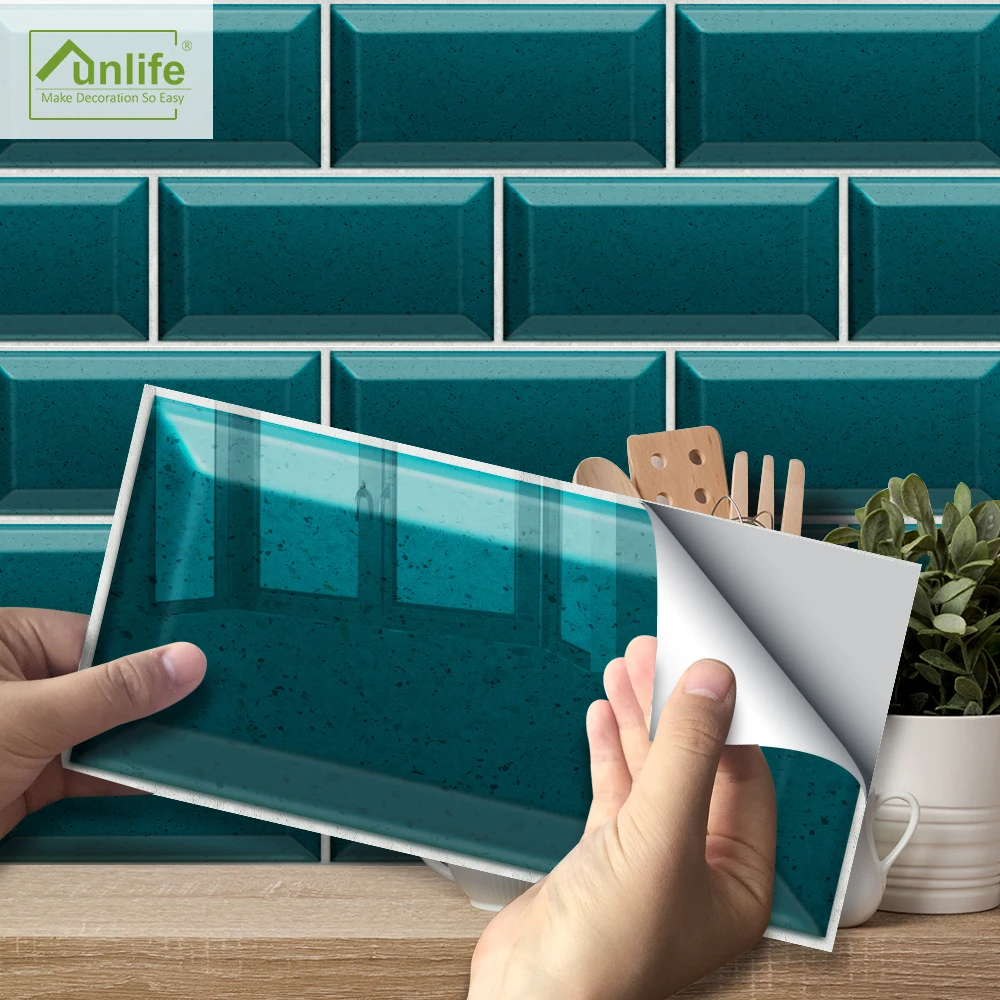 Funlife оригинальные экологически чистые водонепроницаемые ПВХ 20x10 см x 9 шт. бирюзовые терраццо самоклеящиеся наклейки для дома и магазина