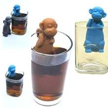 Новинка, коричневая забавная Пищевая силиконовая обезьянка, устройство для изготовления чая, ситечко для чая, фильтр для травяного настоя, чай для заварки