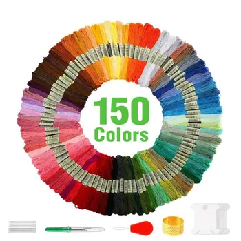 

Cotton Sewing Skeins Multicolor Cross Stitch Threads Embroidery Thread Floss Skein Kit DIY Sewing Tool 150PCS
