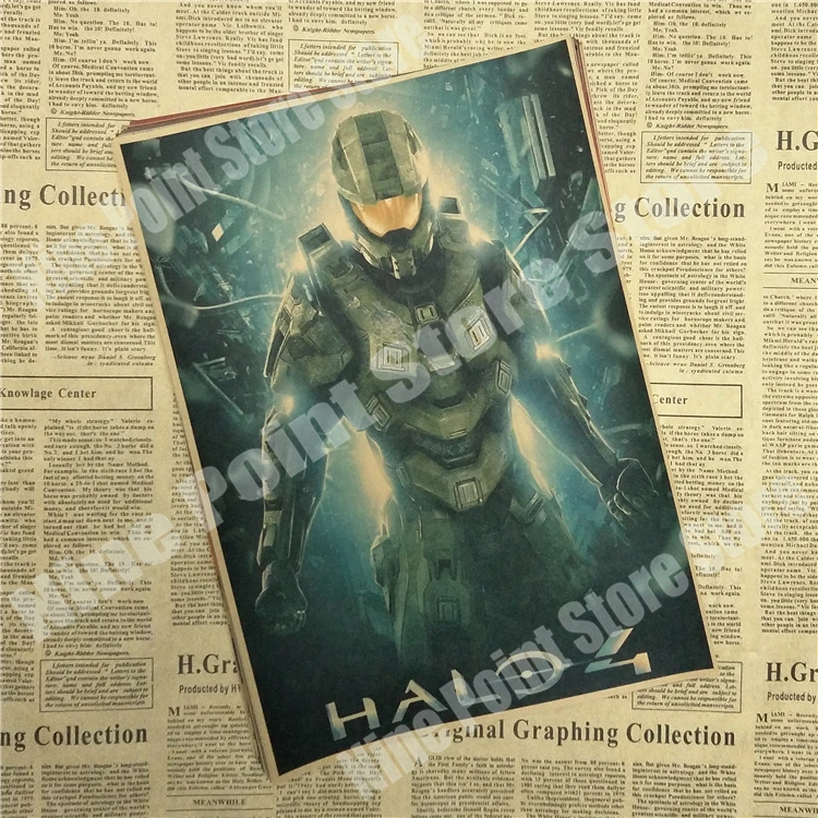 Halo Классический игровой плакат на крафт-бумаге Бар Кафе гостиная столовая