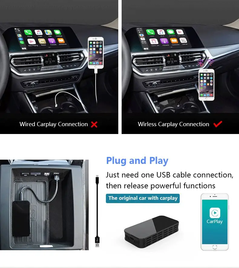 5G WIFI Bluetooth wireless carplay Adapter for Car with ast screen auto connect smart carplay TV Box For Any ios Version