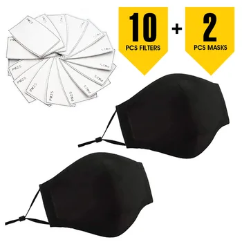 

2PCS Cotton mask + 10PCS Activated Carbon 5 Layers Replaceable Protective Parts Filters Anti Dust Pollution Filter Mask Gasket