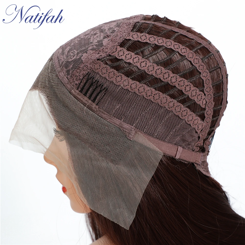 Natifah коричневый парик синтетические парики на кружеве 26 дюймов 150% плотность длинные прямые волосы коричневый оранжевый для черных женщин