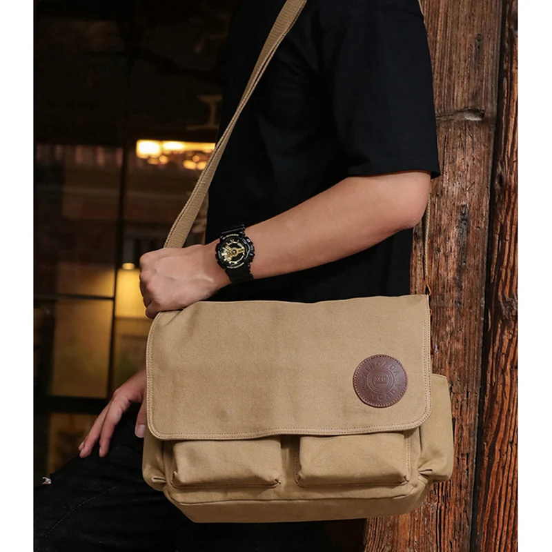 Mens Leather Shoulder Bag Casual Messenger Bags for Men Travel Large Capacity Handbag Crossbody Satchel Vintage Briefcase 