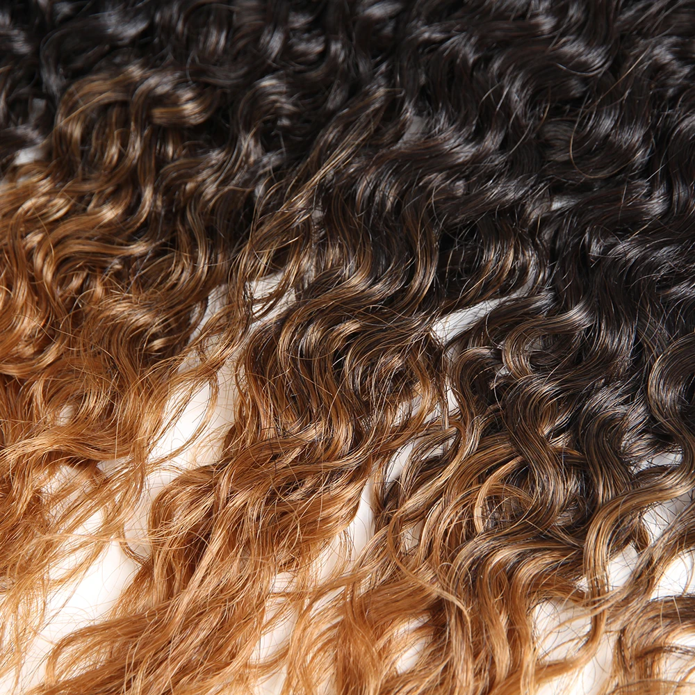 Кудрявые кудрявые синтетические волосы, Переплетенные пряди, 16-20 дюймов, 8 шт., вплетенные, X-TRESS, Омбре, коричневый цвет, смесь человеческих волос