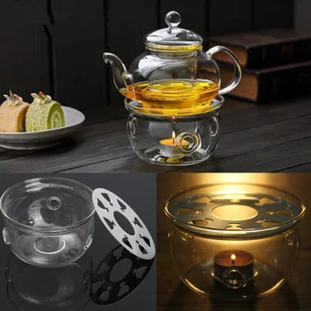 

1pc Portable Clear Teapot Holder Base Coffee Water Tea Warmer Candle Holder Glass Heat-Resisting Teapot Warmer Insulation Base