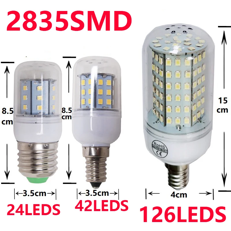 E27 E14 LED лампа 2835smd светодиодные фонари Светодиодная 24leds 42 светодиодов люстра
