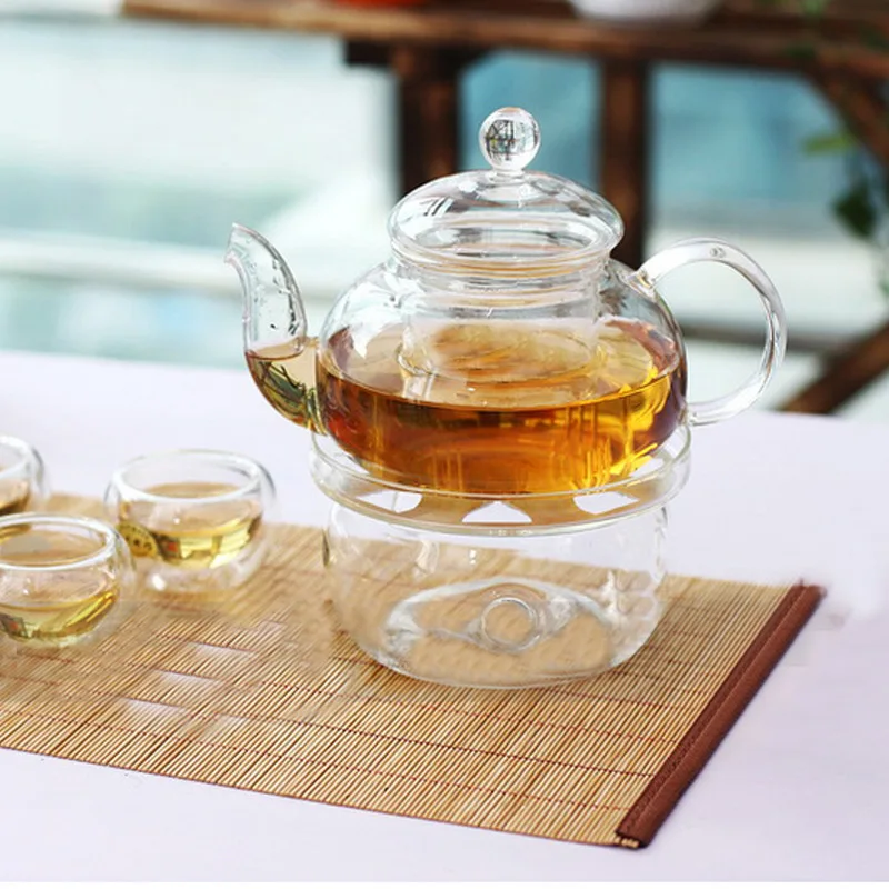 

Glass Teapot Warmer Heating Base Coffee Water Scented Tea Warmer Candle Clear Glass Heat-Resisting Teapot Warmer Insulation Base
