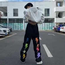 

Mens Hip Hop Clothing Street Printed Jeans Men's Fashion Straight Tube Loose Drop High Street Graffiti Versatile Wide Leg Pants