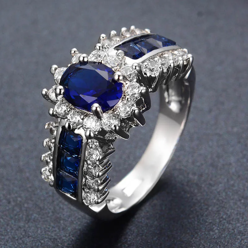 Bague Ringen, Винтажное кольцо, 6*8 мм, Овальный Сапфир, ювелирное изделие, для женщин, мужчин, 925 пробы, серебряное кольцо, Подарок на годовщину, вечерние