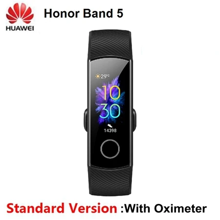 Huawei Honor Band 5 оксиметр фитнес-трекер умный Браслет Сенсорный экран монитор сердечного ритма во время сна Глобальный язык для мужчин и женщин - Цвет: Honor Band 5 Black