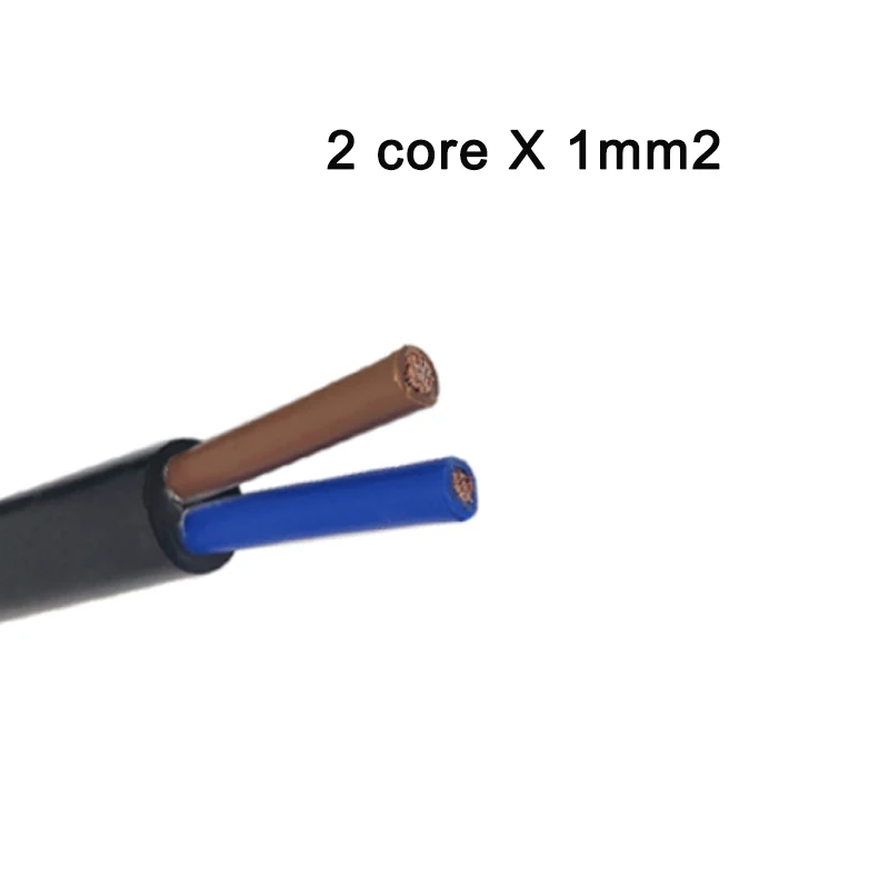 2coreX1mm2 10 м резиновый мягкий кабель 18 AWG 0,75 мм2 силовой провод 2/3 жилы контакты медный провод проводник Электрический YZW кабель черный - Цвет: 2coreX1mm2