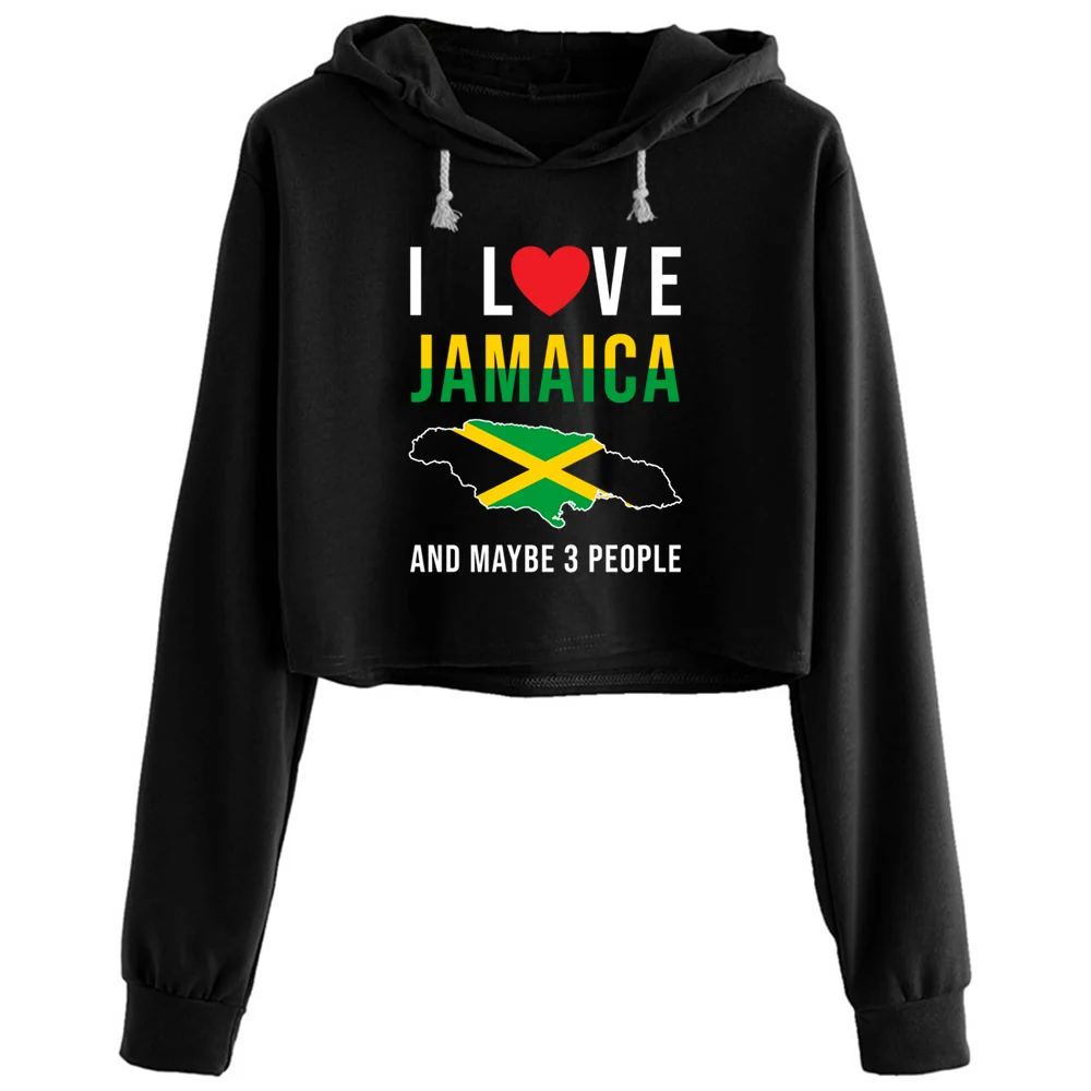 Женский укороченный пуловер с надписью I Love Jamaica | Женская одежда