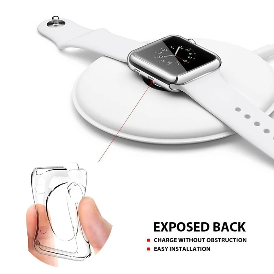 Универсальный Ультратонкий чехол для apple watch 38 мм прозрачный мягкий защитный