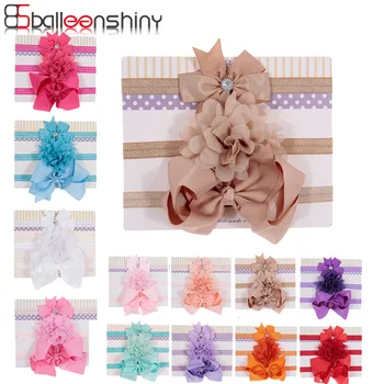 

Balleenshiny 3pcs Children's Hair Band Bow Flower Headwear Set Baby Girl Headband Kids Hair Accessories Newborn Photo Props
