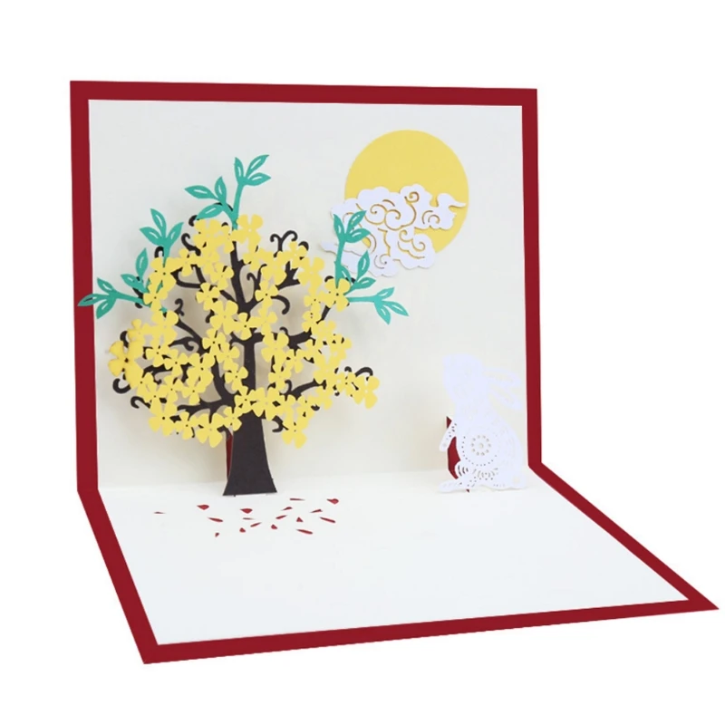  3D Pop Up Greeting Card Mid Autumn Festival Handmade Birthday Wedding Invitation D08D - 4.00036E+12