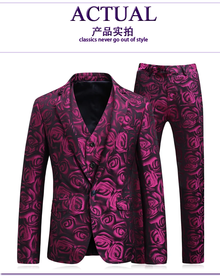 Men Suit 3 Piece Set Classic Men Blazer Jacket+ Vest+ Pant Size S M L XL XXL 5XL Wedding Banquet Elegant Gentleman's Suit Man