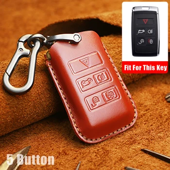

5 Buttons Car Key Cover Case For Land Rover Evoque Velar Discovery 5/Jaguar E-Pace 2018 2019 keyfob High Quality Leather