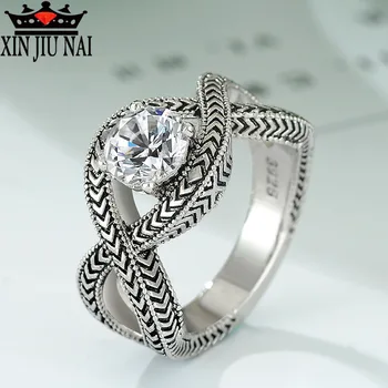 

New Exquisite Simple Personality 925 Retro Silver Jewelry Twist Thai Silver Female Infinity Ring Endless Love Men Party Ring