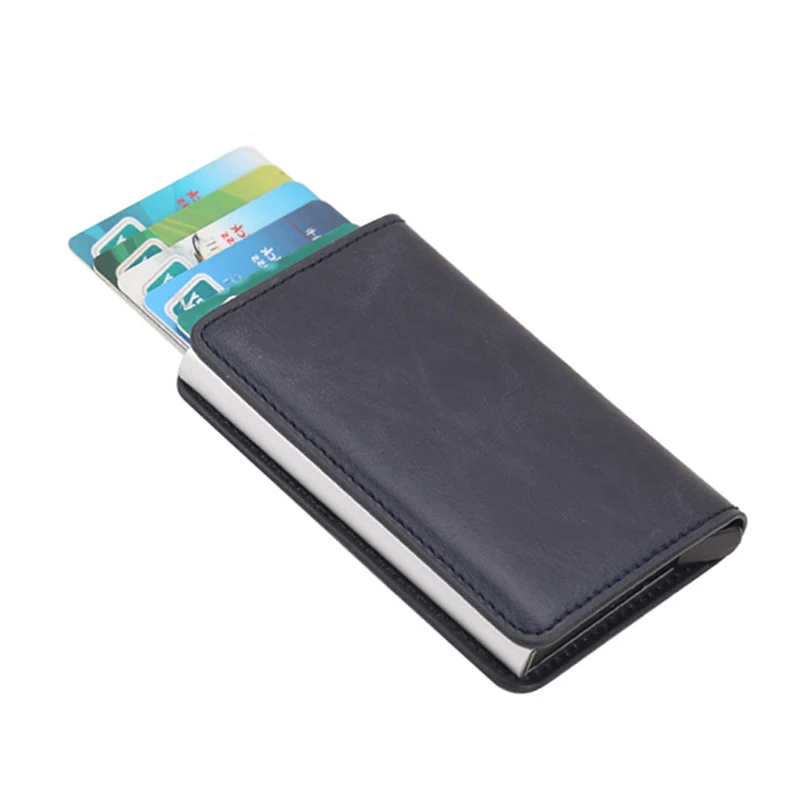 A-blue DIENQI, Rfid, смарт-карта, мужской кошелек, сумка для денег, мужской, Ретро стиль, черный, кошелек,, маленький, волшебный, мини, тонкий, кошелек, тонкий, портфель, валлет - Цвет: A-blue
