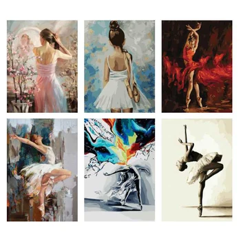 

DIY Painting By Numbers Ballet Dancer Frameless Acrylic Paint On Canvas Hand Painted Oil Painting For Home Decor Arts