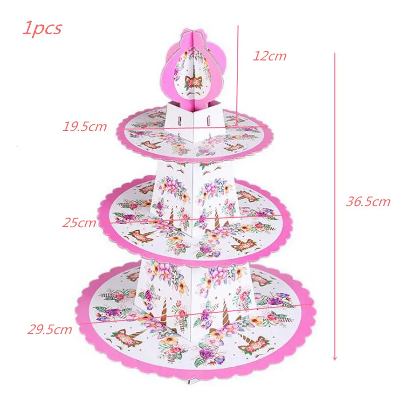 1set cake stand 32 дюйма Радуга шара с цифрой Фольга воздушных шаров в форме единорога День рождения Шелковый бант девочка с днем рождения День рождения обруч-украшение для волос в виде короны - Цвет: 1set cake stand