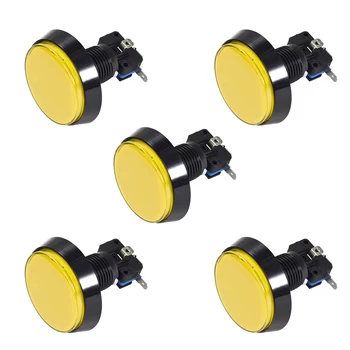 

uxcell Game Push Button 60mm Round 12V LED Illuminated Push Button Switch with Micro switch for Arcade Video Games Yellow 5pcs
