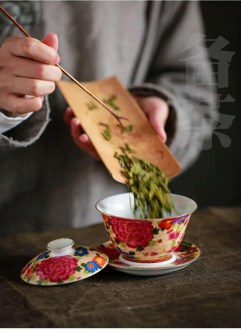 Новое поступление Jingdezhen высококачественная керамическая пиалы для чая эмалированная чаша для китайского кунг-фу Gaiwan, чайная чашка чайная чаша чайная посуда