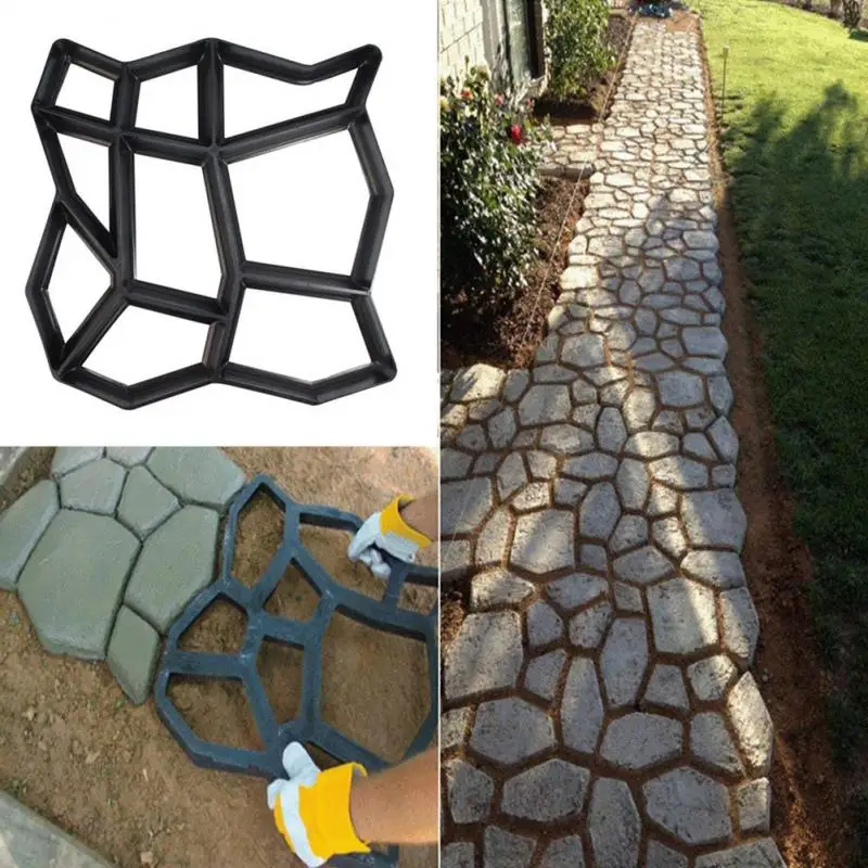 Set of 2 concrete garden mould path slab plastic floor tile paving decking drive 