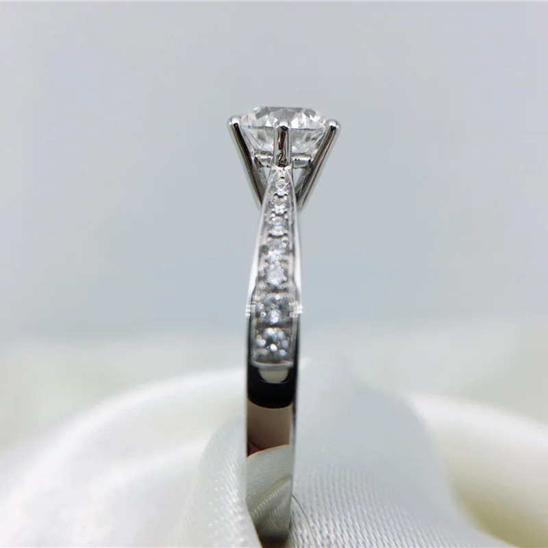 Кольцо Moissanite из стерлингового серебра 925 пробы 6 мм 8,5 мм 9 мм EF цвет круглый вырез просто стильное бриллиантовое кольцо для свадьбы юбилей