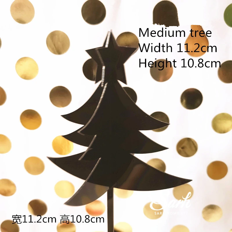 Обувь на год Санта Клаус акриловый торт Топпер красное золото Merry Рождественские елки Снежинка принадлежности для выпечки сладкие подарки - Цвет: 2pc medium black