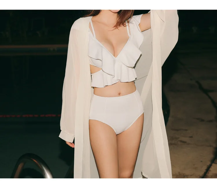 Ladies split high waist sexy bikini hot spring swimwear ruffle bikini