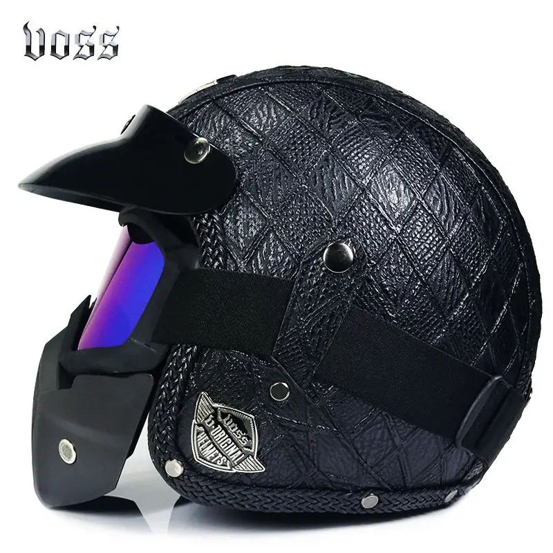 Мотоциклетный шлем черный с открытым лицом из полукожи|helmet harley|moto motorcycle helmetsmotorcycle