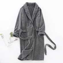 Теплая зимняя Толстая ночная рубашка для Для мужчин мужское кимоно халаты 1568