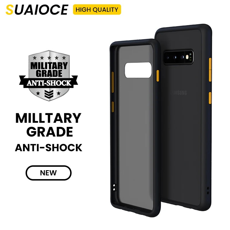 

SUAIOCE Shockproof Armor Phone Case For Samsung Galaxy S10 Plus S10e Case Matte Transparent Soft TPU Luxury Silicone Back Cover