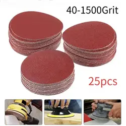 Disques de ponçage de forme ronde, papier de verre, grain 40 1500 grain, boucle à crochet, outil de polissage abrasif pour meuleuse, outil rotatif, 25 pièces 