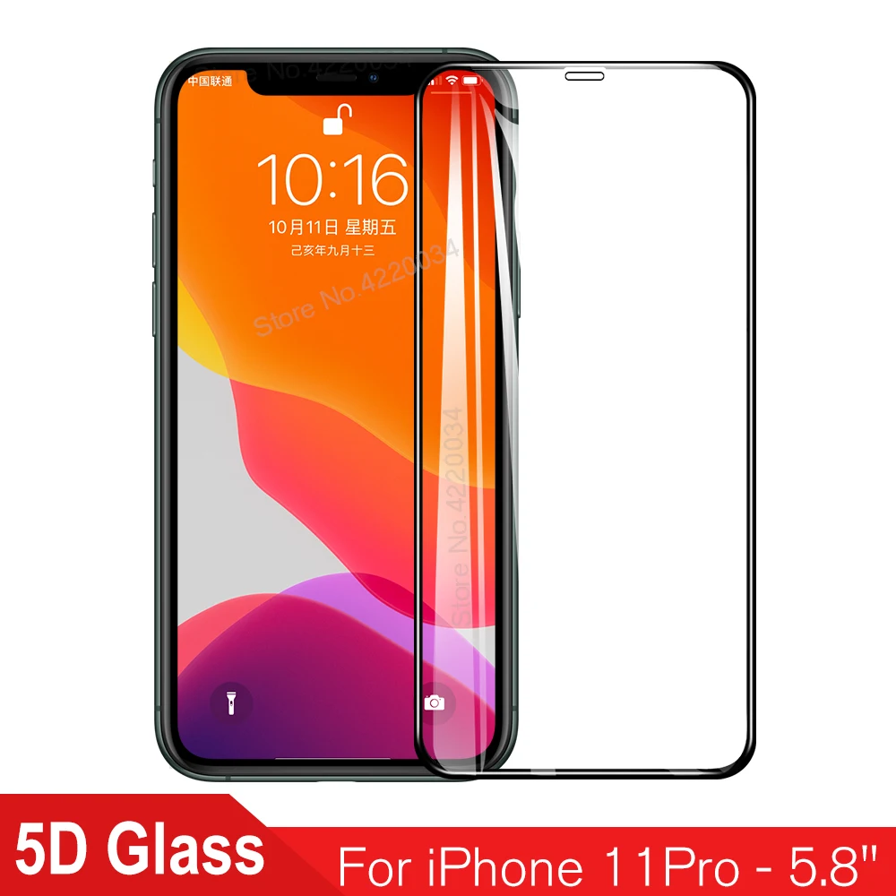 5D Full Coverage Tempered Glass For iPhone 11 Pro Max Glass For iPhone 7 8 6 6S Plus XS Max XR X Glass Film Screen Protector