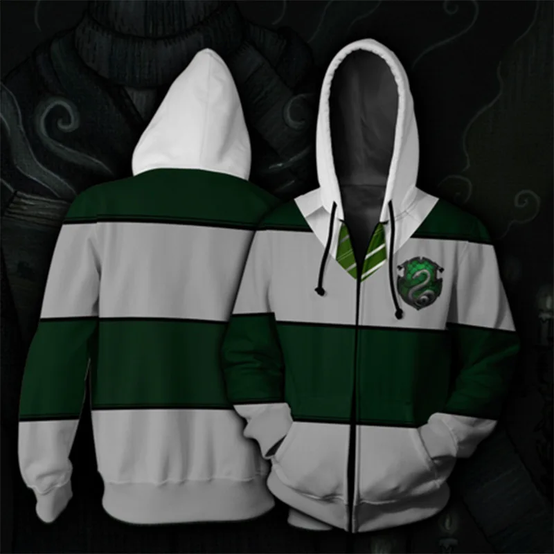 Новейший мужской и женский костюм на молнии Slytherin Ravenclaw, 3D повседневные толстовки, свитшоты, пуловеры, спортивные повседневные куртки на молнии - Цвет: LLS466