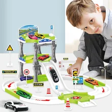 DIY мульти-трек вагон электронный гоночный автомобиль детская игра для мальчиков Железнодорожный строительный блок обучающая игрушка модель автомобиля из сплава колеса