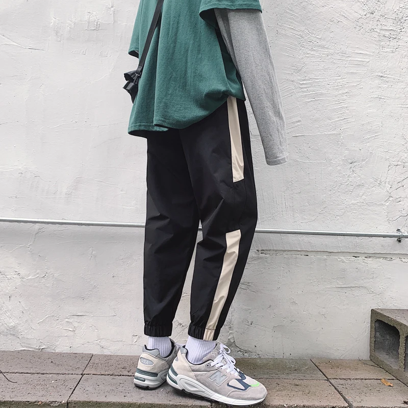 Autumn Sweatpants Men Fashion Contrast Color Casual Joggers Pants Men Streetwear Wild Hip Hop Loose Gym Track Pants M-5XL
