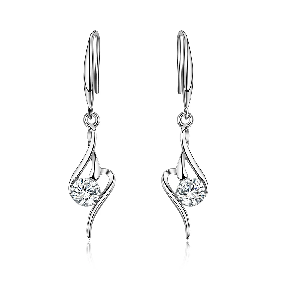 

925 sterling silver earrings drop white zircon heart shape long earrings Micro Inlay cubic zirconia earrings for women 2021 blac