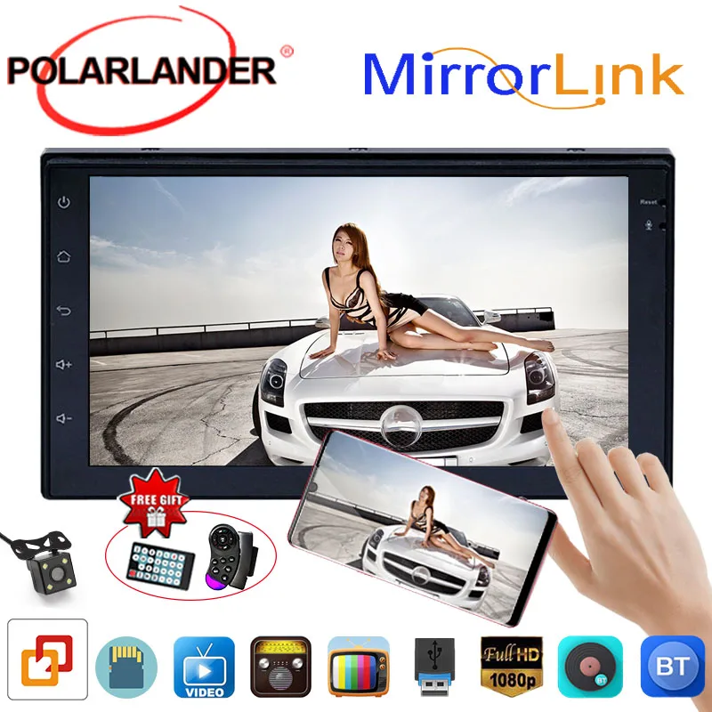 Android автомобильное радио mp4 mp5 плеер bluetooth wifi gps навигация Сенсорный экран 1 г 16 г 4 ядра 7 дюймов 2 DIN аудио стерео