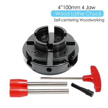 

4" Inch Wood Lathe Chuck 100mm 4-Jaw Self Centering Woodworking Machine Turning Tool Accessories for DIYers Hobbies