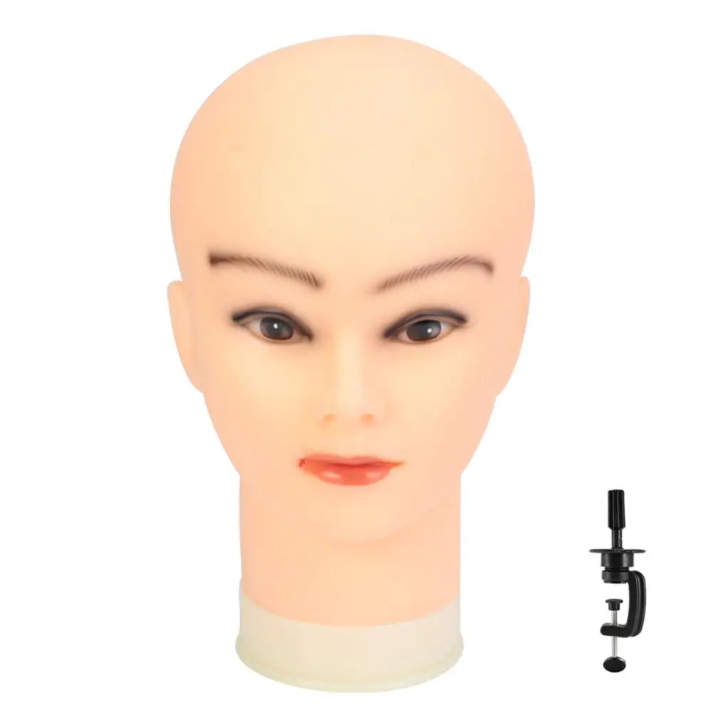 

20'' Bald Mannequin Head Wig Making Styling Displaying Practice Hairdressing Cosmetology Manikin With Clamp